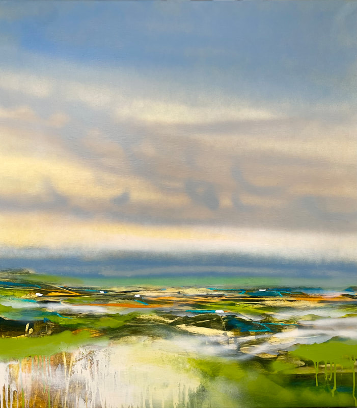 MARIE LOUISE ERIKSEN, ME Marker og himmel over Vendsyssel. 100x90 cm 9.900 DKK.